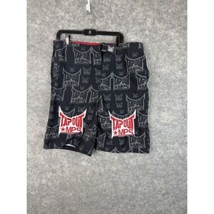 Vintage Tapout Shorts Mens 38 UFC Fighting Board Jujitsu All Over Print Black